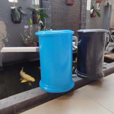 Tabung Tong Bak filter kolam ikan koi size M 30x50cm bahan fiber Tong saja Biru
