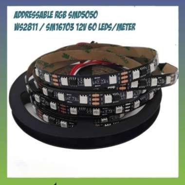 Addressable Rgb Smd5050 Ws2811 12V 60 Led/Meter Black Pcb