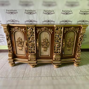 Bufet Meja TV Shima Ukir Kayu Jati Buffet Nakas Dinding Hias Ukiran Jepara