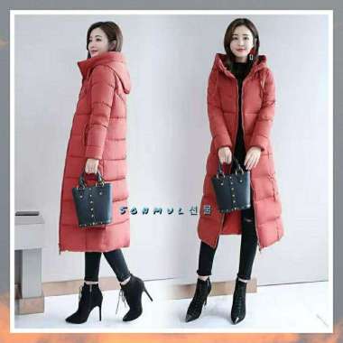 JUMBO WOMAN WINTER LONG PADDING COAT BIG SIZE IMPORT L Hitam
