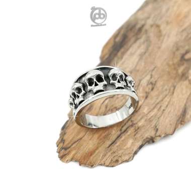 Cincin Pria Macho Keren Perak 925 Motif Skull Lima Tengkorak Pentaxora 17
