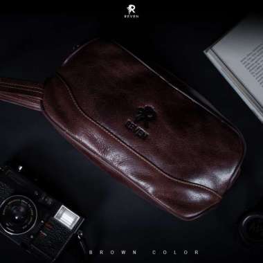 VERISH Tas Tenteng Pouch Kulit Pria Reven Bender Pouch Original Kulit Sapi Asli Premium BROWN