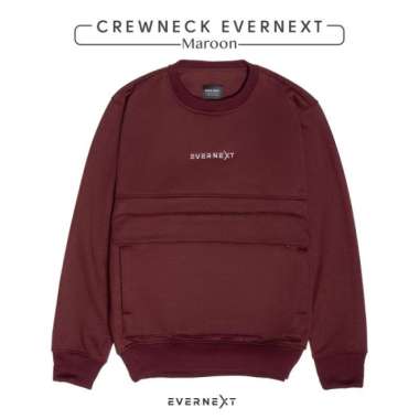 Crewneck Pria Premium Branded Evernext Sweater Cowok Keren Kekinian Nyaman Polos MAROON XXL