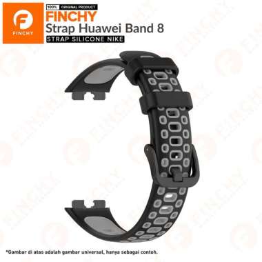 Finchy Silicone Strap Huawei Band 8 Nike Dual Tone Replacement Rubber Wristband tali jam tangan Blac