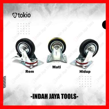 TOKIO Roda Karet 3 Inch HIDUP MATI REM Troli Kastor Caster Trolley MATI