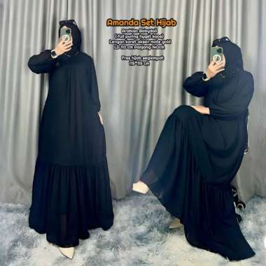 Zigzag Dress Set Hijab - One Set Wanita Seruti Premium Setelan Wanita Gamis Terbaru Set HIjab Segiem