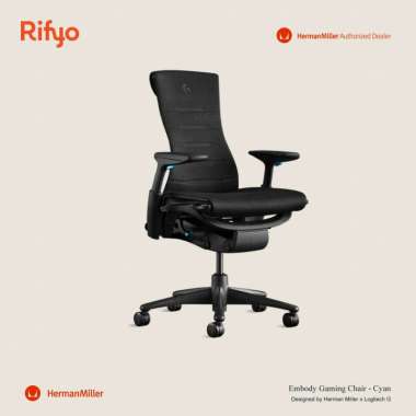 Herman Miller Embody Gaming Chair - Ergonomic Office Chair / Gaming Chair Black/Cyan