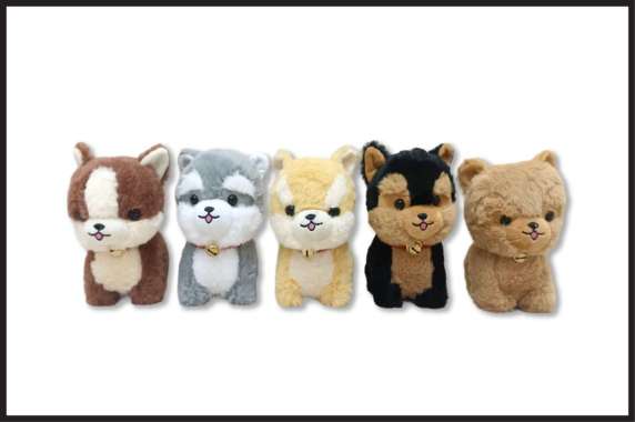Boneka Anjing Lucu , Boneka Standing Baby Dog Shiba Husky Corgi Husky Grey