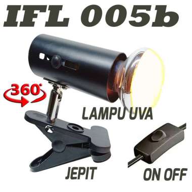 IFL008B DOME FITTING LAMP+LAMPU SPOT UVA SEPAKET LAMPU PEMANAS PENGHANGAT KANDANG REPTILE BEARDED DR