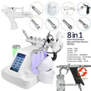 New. Alat Facial 8IN1 Ultrasound Facial Machine Alat Penyedot Komedo RF Hydra Dermabrasi Oxygen Spra
