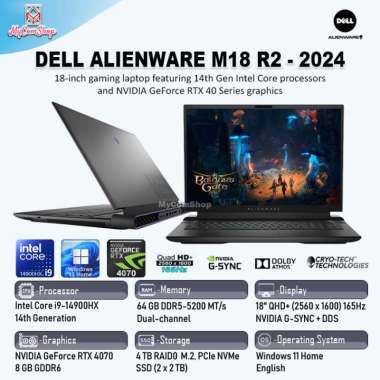 Dell Alienware M18 R2 Laptop Gaming 18" QHD+ 165Hz, Intel Core i7, RTX 4060