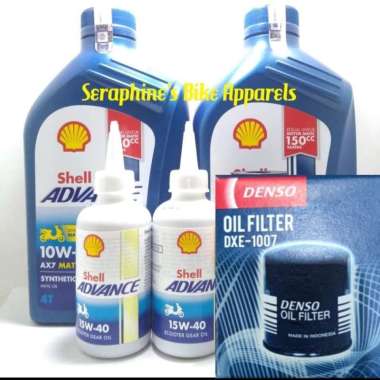 PAKET OLI HONDA FORZA SHELL ADVANCE AX7 MATIC 10W40 +SHELL GEAR +DENSO
