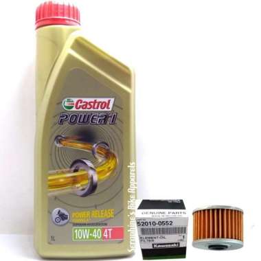 PAKET CASTROL POWER 1 10W40 1L +FILTER OLI ATHLETE BLITZ EDGE KAZE KSR