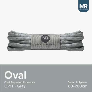 MR Shoelaces OP11 Gray Tali Sepatu Oval 5mm 70cm-200cm 130cm + Mika Plastik