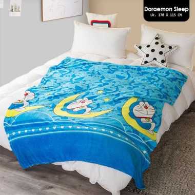 Selimut Bulu Karakter Bahan Cukup Lembut size 175 x 125 cm Doraemon Sleep