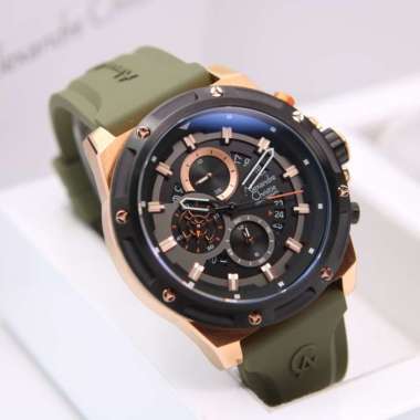 JAM TANGAN PRIA ALEXANDRE CHRISTIE AC6506 / AC 6506 RUBBER ORIGINAL - rose soft green rosegold green