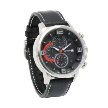 JAM TANGAN PRIA RHYTHM 1601 SI1601L LEATHER ORIGINAL SILVER BLACK