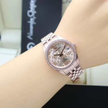 JAM TANGAN WANITA ALEXANDRE CHRISTIE AC 5012 PLAT BUNGA ORIGINAL FULL ROSEGOLD