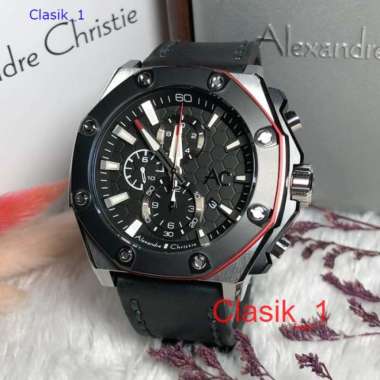 Original 100%!! Alexandre Christie Collection AC 9601 / AC9601 Black Silver Kulit Ori Garansi Resmi 