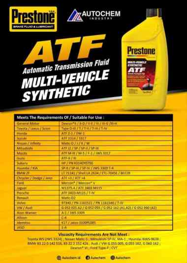 PRESTONE Oli Matic Toyota Innova Reborn Fortuner Matik ATF MV Synthetic