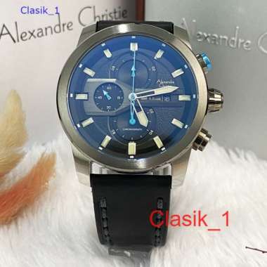 Original 100%!! Jam Alexandre Christie Pria AC 6559 AC6559 Black List Blue Garansi Resmi 1 Tahun
