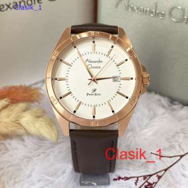 Original 100%!! Jam Alexandre Christie Pria AC 1011 AC1011 Brown Rosegold Garansi Resmi 1 Tahun