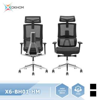 Oxihom FX6 Kursi Kantor Gaming Ergonomis Jaring Hidrolik - Hitam-Abu, Hitam-Hitam