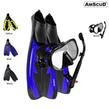 Paket Snorkling AmScuD Full Foot Orca Elite / Peralatan Selam / Alat Snorkling / Alat Diving / Alats