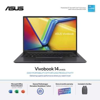 Asus Vivobook A1405ZA-VIPS351 Core i3-1215U / 512G PCIE / 8GB/INDIE BLACK/14"/WIN 11+OHS 2021 1