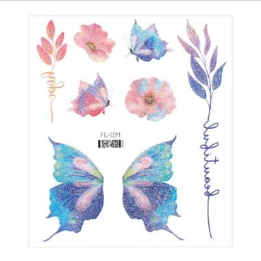 Stiker Tato Wajah Bentuk Kupu-Kupu/Stiker Sayap Kupu-Kupu Berkilau/Tato Wajah Tubuh Tangan Sementara