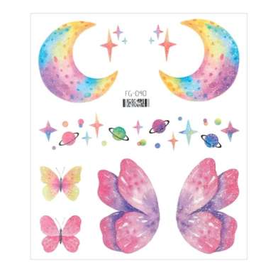 Stiker Tato Wajah Bentuk Kupu-Kupu/Stiker Sayap Kupu-Kupu Berkilau/Tato Wajah Tubuh Tangan Sementara