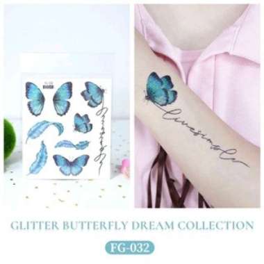 Stiker Tato Wajah Bentuk Kupu-Kupu/Stiker Sayap Kupu-Kupu Berkilau/Tato Wajah Tubuh Tangan Sementara