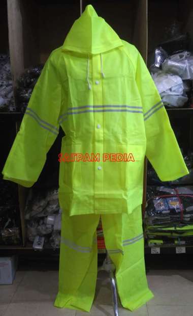Jas Hujan Bahan Karet Setelan Stabilo - Mantel Hujan Bahan Karet Setelan - Jas hujan Rubber XL