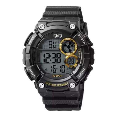 Jam Tangan Pria Q&Q Fashion M191J005Y Men Digital Dial Black Rubber Strap [No Box]