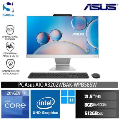 PC Asus AIO A3202WBAK WPB585W Desktop PC [Core i5 1235U/8GB/512GB SSD/21.5" FHD/Win 11 Home]