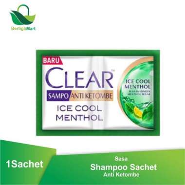 Clear Shampo Anti Ketombe Ice Cool Menthol (10 ml,12 sachet)