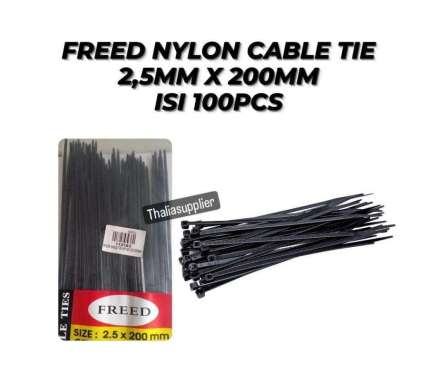 FREED NYLON CABLE TIE 2.5MM X 20CM 100PCS, SEGEL PLASTIK BAHAN NYLON