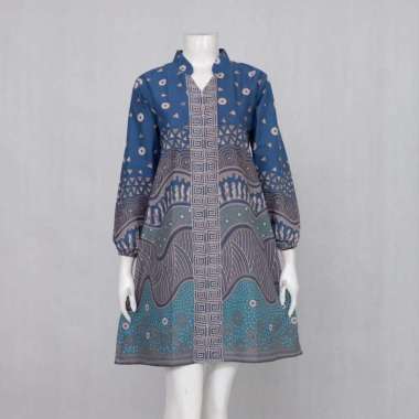Couple Baju Batik Sarimbit Motif Abstrak Ombak Jumbo #biru XXXL Tunik Nharu