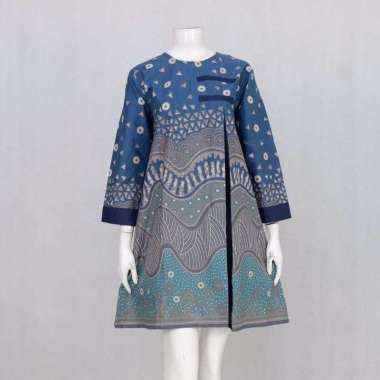 Couple Baju Batik Sarimbit Motif Abstrak Ombak Jumbo #biru XXXL Tunik Tarasari
