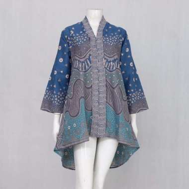 Couple Baju Batik Sarimbit Motif Abstrak Ombak Jumbo #biru XXXL Tunik Pinguin
