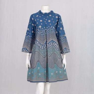 Couple Baju Batik Sarimbit Motif Abstrak Ombak Jumbo #biru XXXL Tunik Gipsi