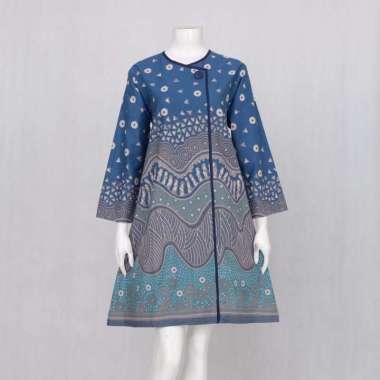 Couple Baju Batik Sarimbit Motif Abstrak Ombak Jumbo #biru XXXL Tunik Gantari