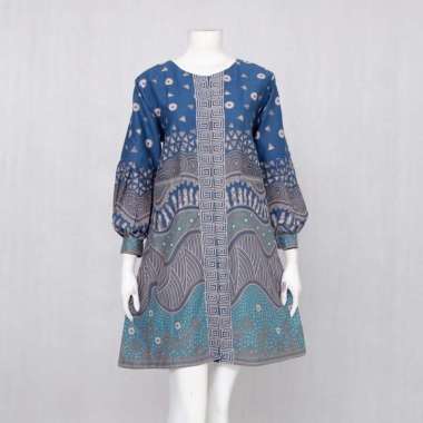 Couple Baju Batik Sarimbit Motif Abstrak Ombak Jumbo #biru XXXL Tunik Bestari