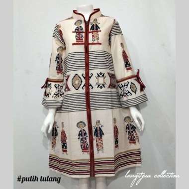 Tunik Ulos Lilyana JUMBO LD 125 LD 130 LD 135 LD 140| DRESS BUSUI FRIENDLY LD 140 Putih Tulang