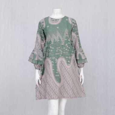 ARKADEWI BATIK TUNIK PRISCANARA 02 | DRESS BATIK WANITA MOTIF ABSTRAK MODERN L hijau toska
