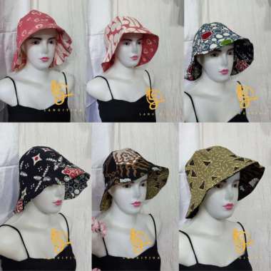 Bucket Hat Batik Solo Topi Batik Bolak Balik Topi Pantai Etnik dan Nyentrik Random Dewasa