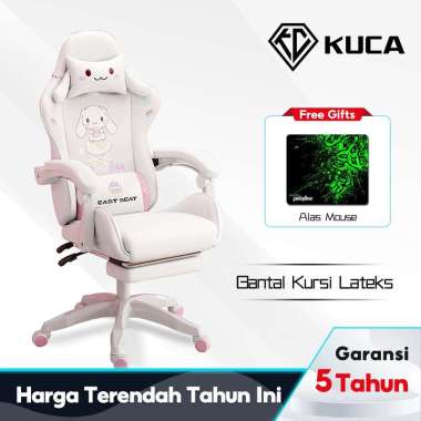 KUCA Kursi gaming lucu - Gaming C Pink with footrest
