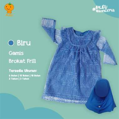 PLEU Gamis Brokat Frill | Gamis Anak Perempuan Usia 6 Bulan-3 Tahun 18 bulan Biru