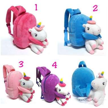 TAS BONEKA UNICORN LEPAS - TAS YELVO - TAS ANAK UNICORN PG - Ungu