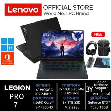 Lenovo Legion Pro 7 1CID Laptop Gaming [i9 14900HX/32GB/2TB SSD/RTX4090 16GB/16" WQXGA/Win 11 Home + OHS 2021]